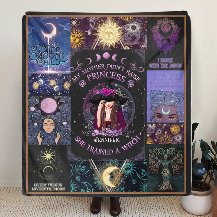 Personalized Witch Quilt/Fleece Blanket/Pillow Cover - Halloween Gift Idea For Witch Lovers - My Mother Didn't Raise Princess