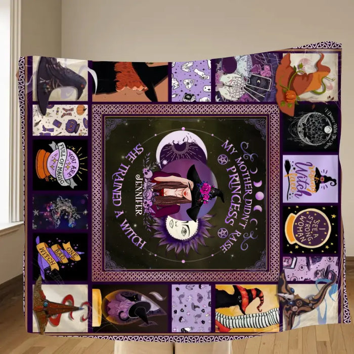 Personalized Witch Quilt/Fleece Blanket/Pillow Cover - Halloween Gift Idea For Witch Lovers - She Trained A Witch