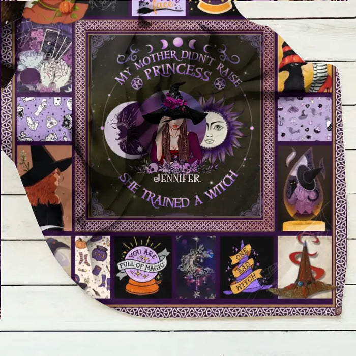 Personalized Witch Quilt/Fleece Blanket/Pillow Cover - Halloween Gift Idea For Witch Lovers - She Trained A Witch