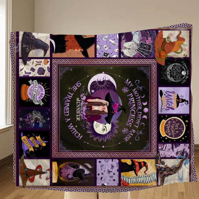 Personalized Witch Quilt/Fleece Blanket/Pillow Cover - Halloween Gift Idea For Witch Lovers - She Trained A Witch