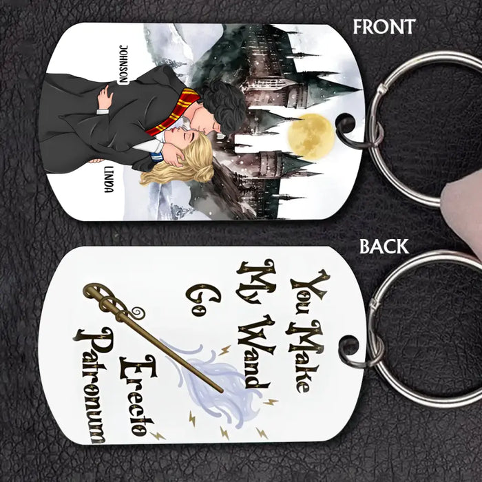 Personalized Couple Aluminum Keychain - Gift Idea For Couple - You Make My Wand Go Erecto Patronum