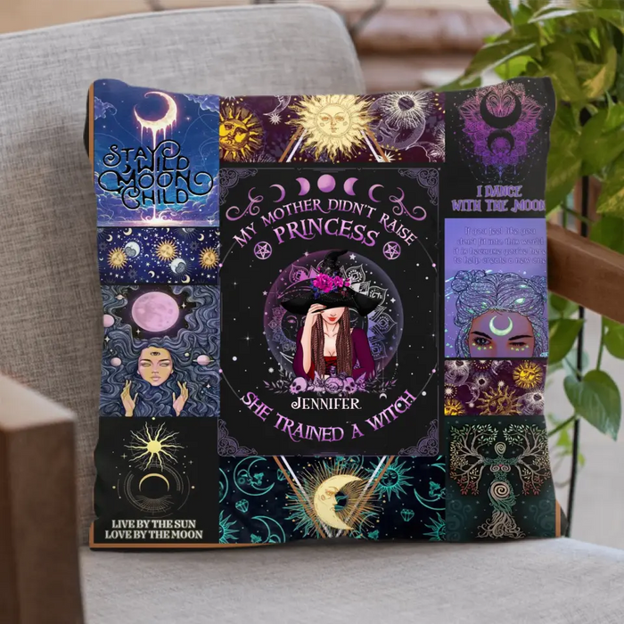 Personalized Witch Quilt/Fleece Blanket/Pillow Cover - Halloween Gift Idea For Witch Lovers - My Mother Didn't Raise Princess