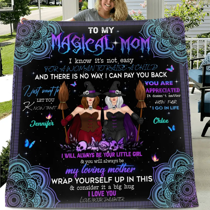 Personalized Witch Quilt/Fleece Throw Blanket/Pillow Cover - Halloween Gift Idea For Witch Lovers - To Magical Mom