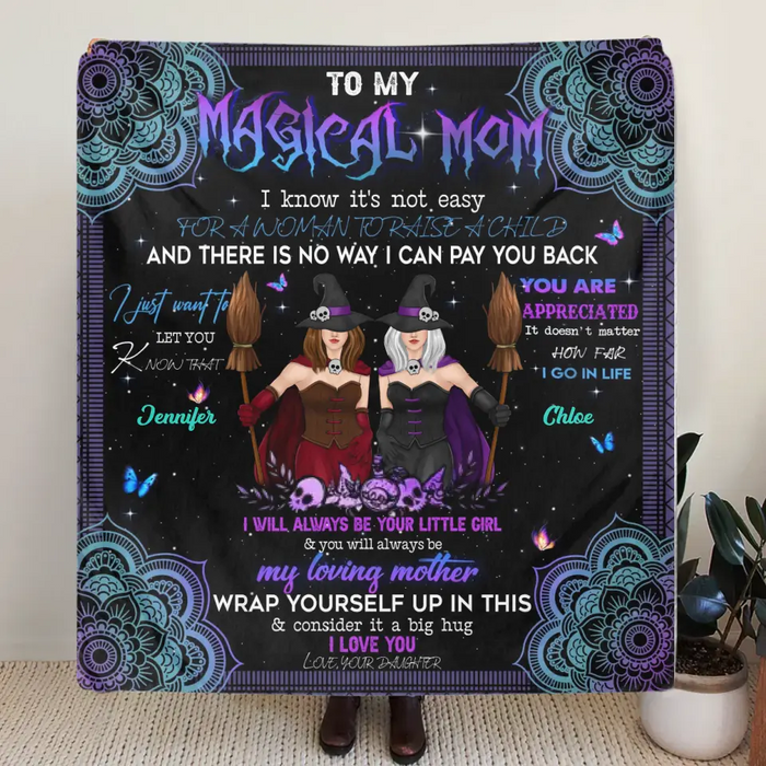 Personalized Witch Quilt/Fleece Throw Blanket/Pillow Cover - Halloween Gift Idea For Witch Lovers - To Magical Mom