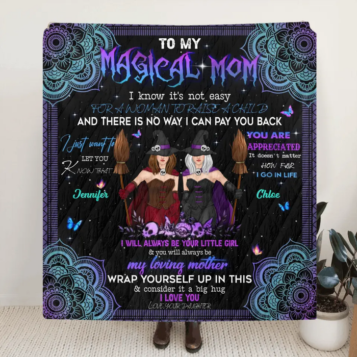 Personalized Witch Quilt/Fleece Throw Blanket/Pillow Cover - Halloween Gift Idea For Witch Lovers - To Magical Mom