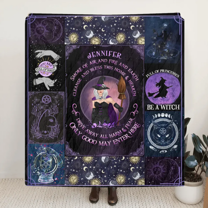 Personalized Witch Quilt/Fleece Blanket - Halloween Gift Idea For Witch Lovers - Smoke Of Air And Fire