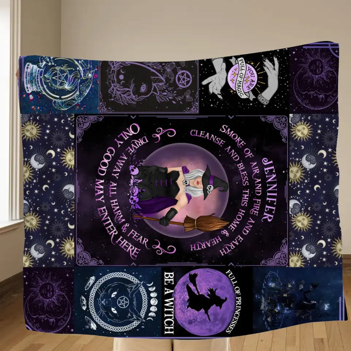 Personalized Witch Quilt/Fleece Blanket - Halloween Gift Idea For Witch Lovers - Smoke Of Air And Fire