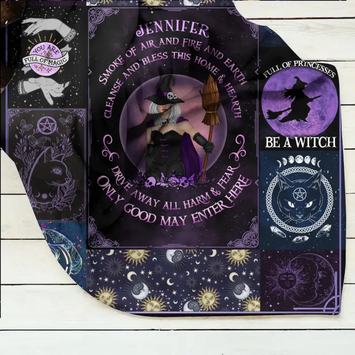 Personalized Witch Quilt/Fleece Blanket - Halloween Gift Idea For Witch Lovers - Smoke Of Air And Fire