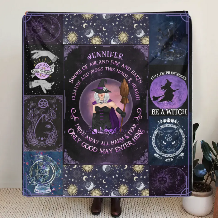 Personalized Witch Quilt/Fleece Blanket - Halloween Gift Idea For Witch Lovers - Smoke Of Air And Fire