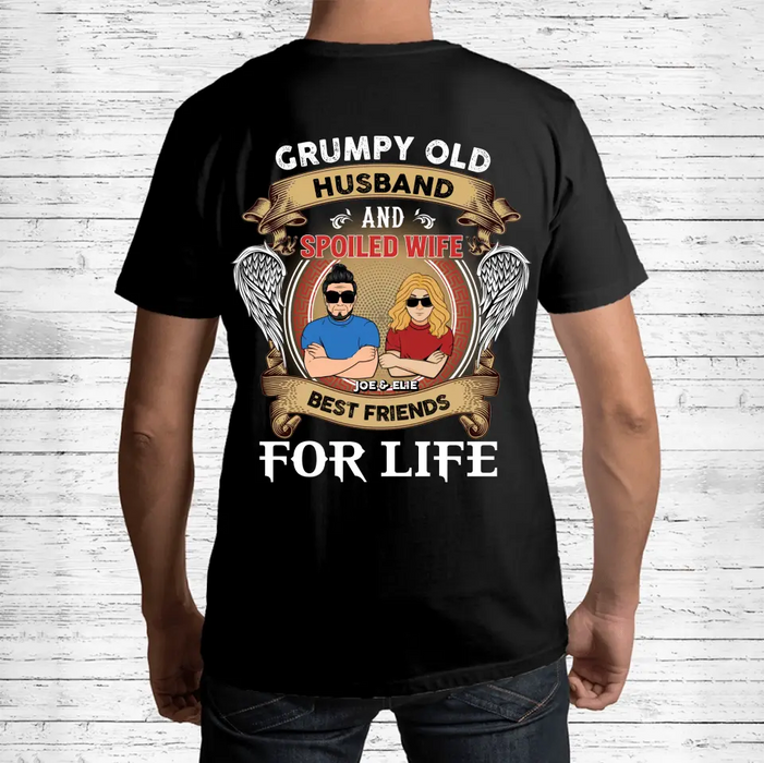 Personalized Husband And Wife Shirt/Hoodie - Gift Idea For Couple/Him/Her - Grumpy Old Husband And Spoiled Wife Best Friends For Life