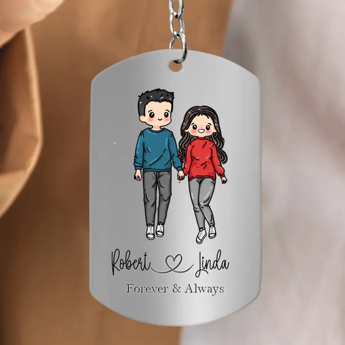 Personalized Couple Aluminum Keychain - Gift Idea For Couple/Valentine's Day - Forever & Always