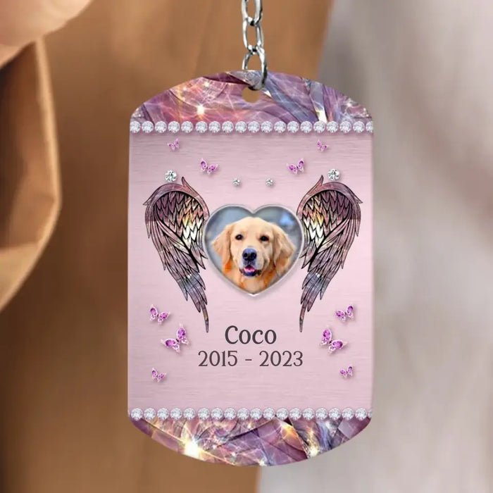 Personalized Memorial Pet Aluminum Keychain - Upload Photo - Memorial Gift Idea For Dog/Cat Owner  - Don't Cry For Me Mom I'm Ok