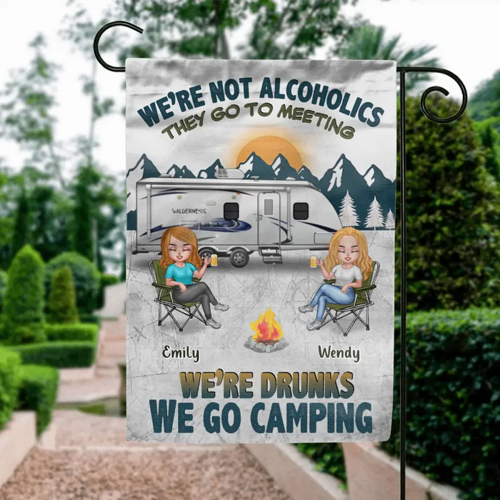 Personalized Camping Flag Sign - Best Gift For Camping Lovers/Friends - Up to 7 Friends - We're Not Alcoholics