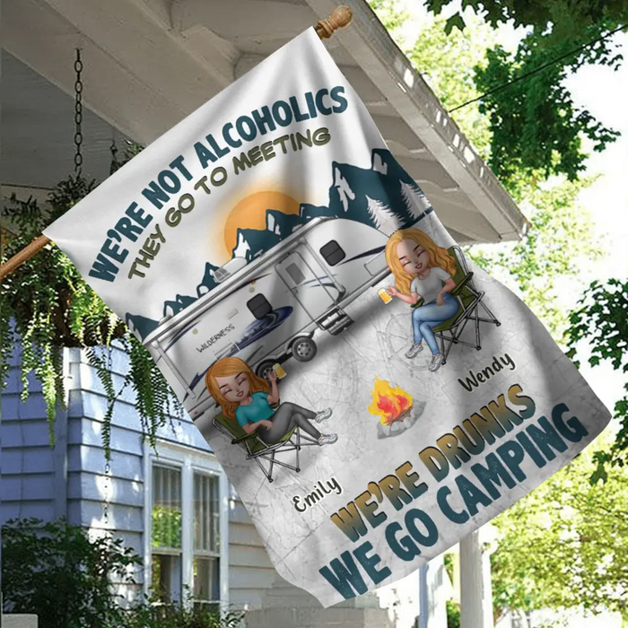 Personalized Camping Flag Sign - Best Gift For Camping Lovers/Friends - Up to 7 Friends - We're Not Alcoholics