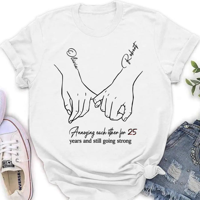 Personalized Couple Shirt/Hoodie - Gift Idea For Couple/Valentine's Day - Annoying Each Other For 25 Years And Still Going Strong