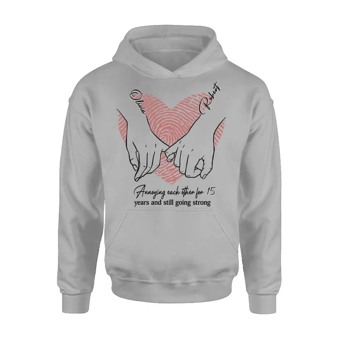 Personalized Couple Shirt/Hoodie - Gift Idea For Couple/Valentine's Day - Annoying Each Other For 15 Years And Still Going Strong