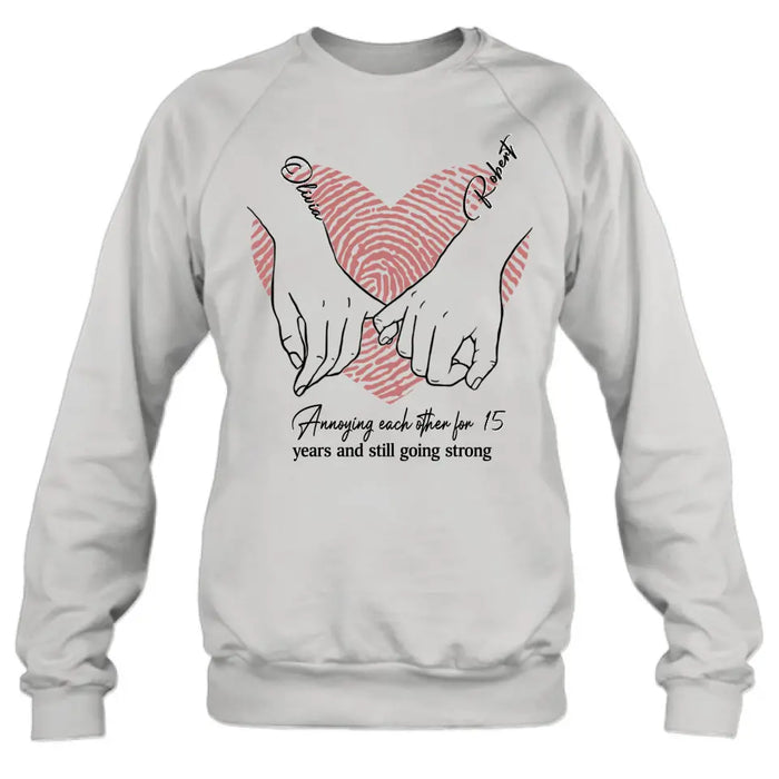 Personalized Couple Shirt/Hoodie - Gift Idea For Couple/Valentine's Day - Annoying Each Other For 15 Years And Still Going Strong