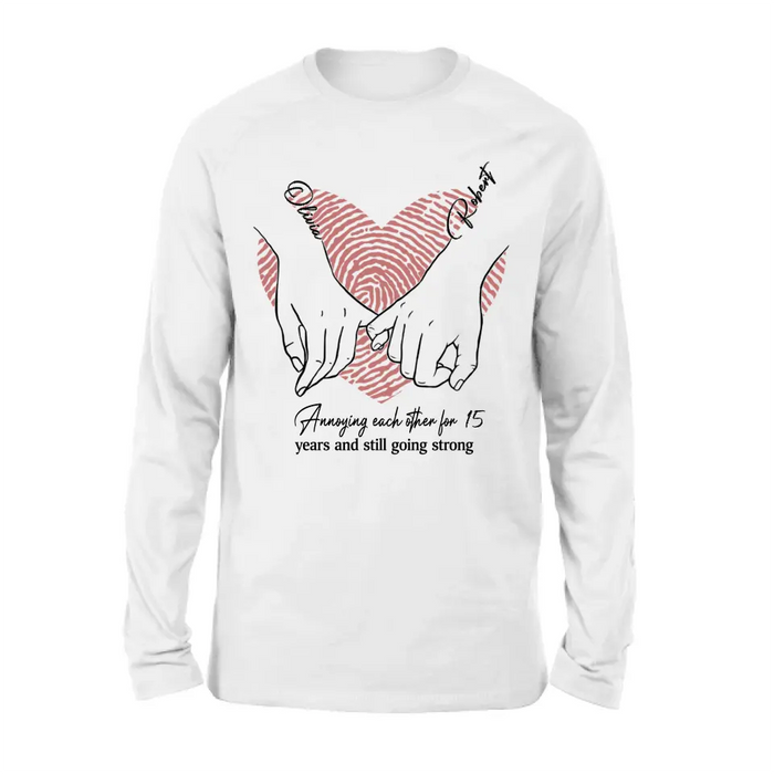 Personalized Couple Shirt/Hoodie - Gift Idea For Couple/Valentine's Day - Annoying Each Other For 15 Years And Still Going Strong