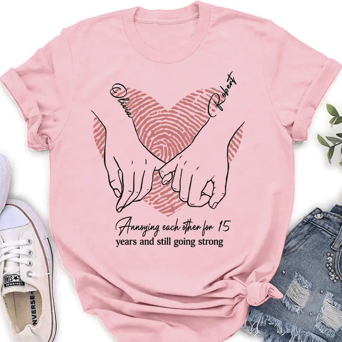 Personalized Couple Shirt/Hoodie - Gift Idea For Couple/Valentine's Day - Annoying Each Other For 15 Years And Still Going Strong