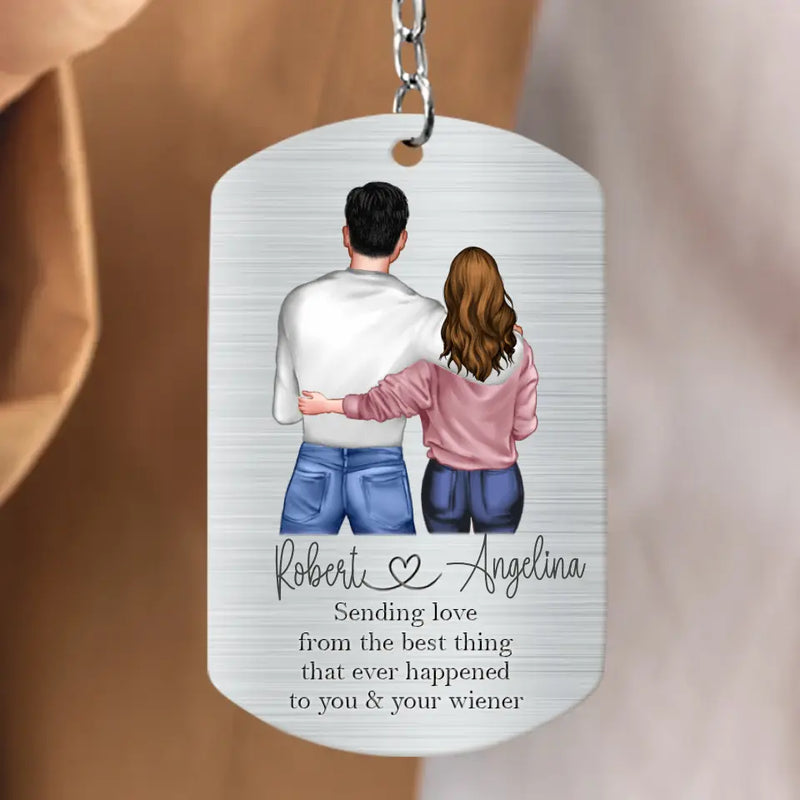 Personalized Couple Aluminum Keychain - 
 Gift Idea For Couple/Valentine's Day - Sent With Hugs I Held This Keychain