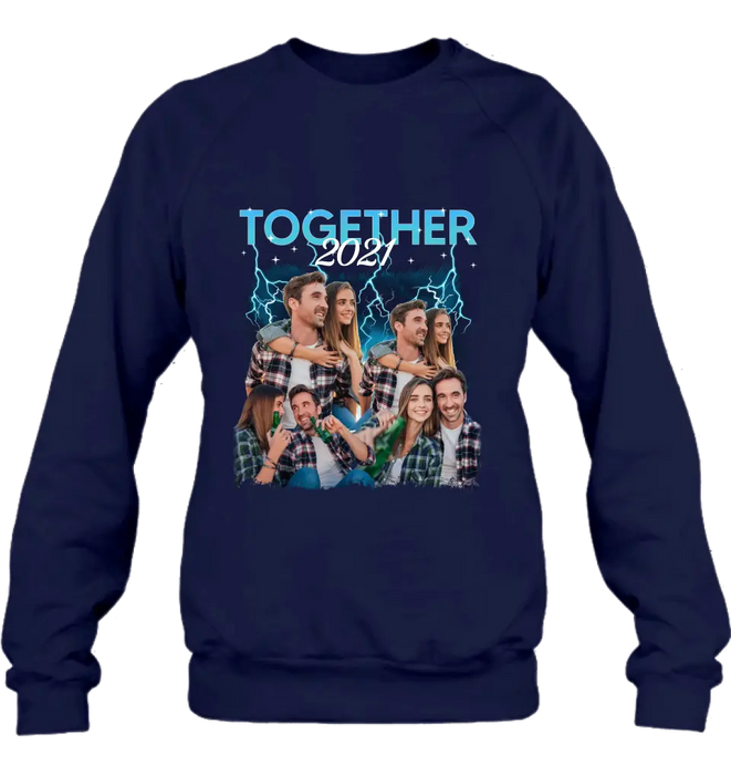 Personalized Couple Together T-Shirt/Long Sleeve/Sweatshirt/Hoodie - Upload Photos - Gift Idea For Couple