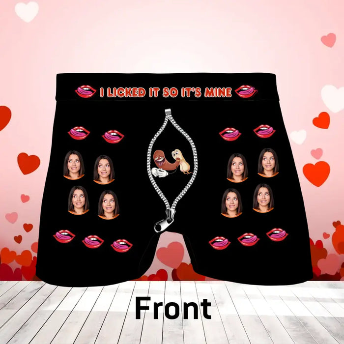 Personalized Funny Men's Boxer Briefs - Gift Idea To Husband/Boyfriend/Him - I Licked It So It's Mine