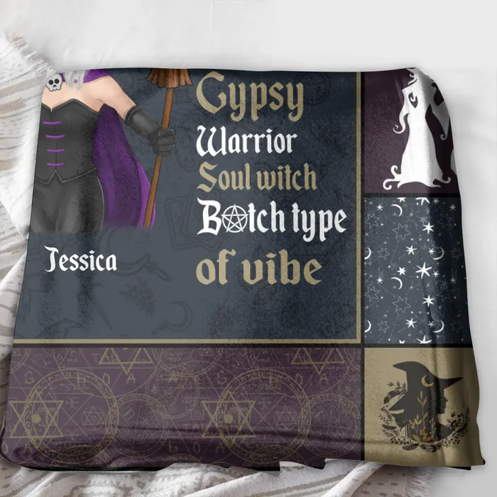 Personalized Witch Quilt/Fleece Throw Blanket - Halloween Gift Idea For Witch Lovers - She's Got That Whole Magic Driven Gypsy