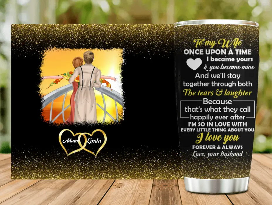 Personalized Couple Tumbler - Gift Idea For Couple/Him/Her/Valentine's Day - To My Wife Once Upon A Time
