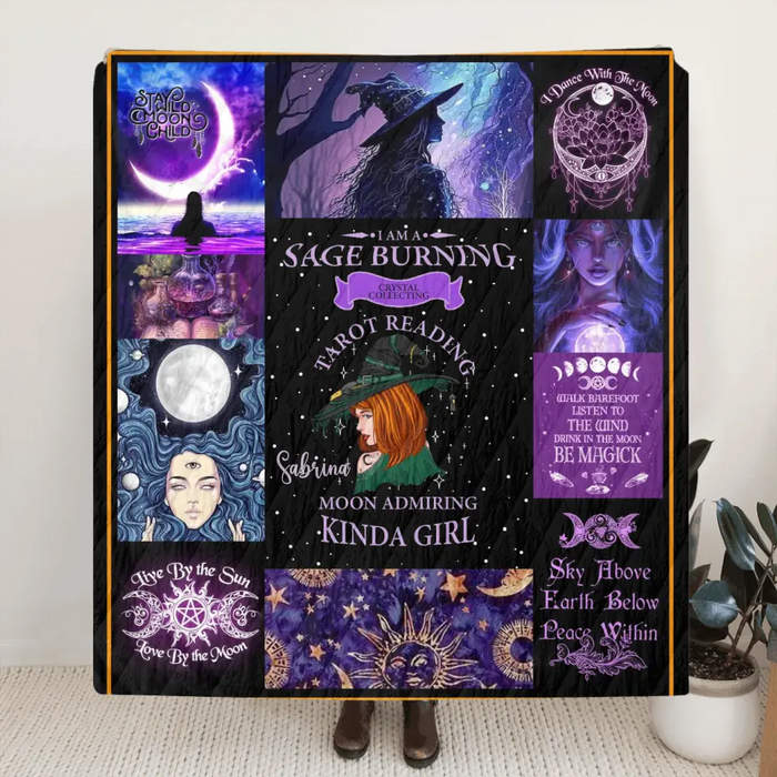 Personalized Witch Quilt/Fleece Throw Blanket - Halloween Gift Idea For Witch Lovers - I Am A Sage Burning