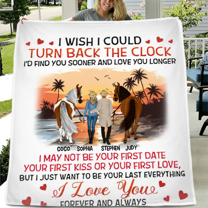 Personalized Riding Horse Couple Fleece Throw Blanket & Quilt - Valentine's Day Gift Idea For Couple/Him & Her - I'd Find You Sooner