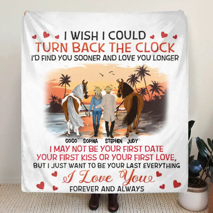 Personalized Riding Horse Couple Fleece Throw Blanket & Quilt - Valentine's Day Gift Idea For Couple/Him & Her - I'd Find You Sooner