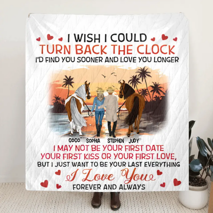 Personalized Riding Horse Couple Fleece Throw Blanket & Quilt - Valentine's Day Gift Idea For Couple/Him & Her - I'd Find You Sooner