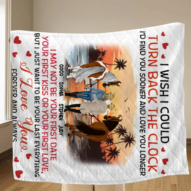Personalized Riding Horse Couple Fleece Throw Blanket & Quilt - Valentine's Day Gift Idea For Couple/Him & Her - I'd Find You Sooner