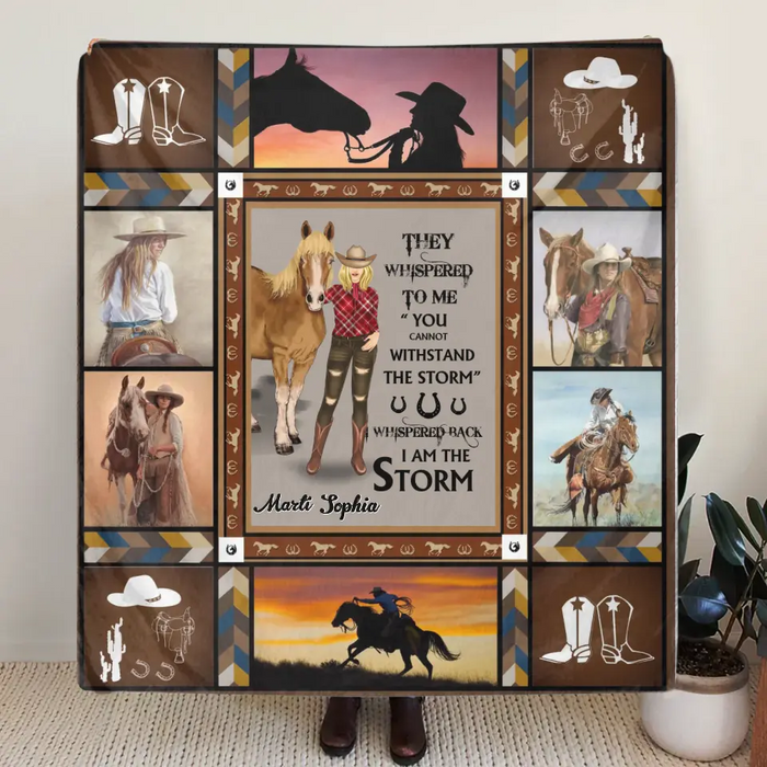 Personalized Horse Girl Quilt/Fleece Throw Blanket - Gift Idea For Girl/Horse Lovers - They Whispered To Me