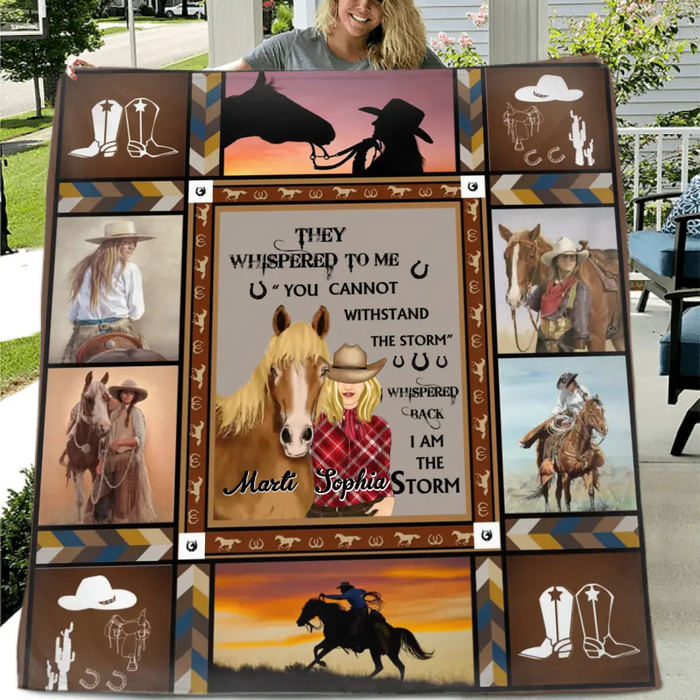 Personalized Horse Girl Quilt/Fleece Throw Blanket - Gift Idea For Girl/Horse Lovers - I Am The Storm