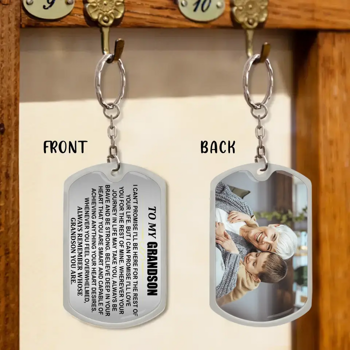 Personalized To My Grandkid Aluminum Keychain - Upload Photo - Gift Idea For Grandson/Granddaughter From Grandma