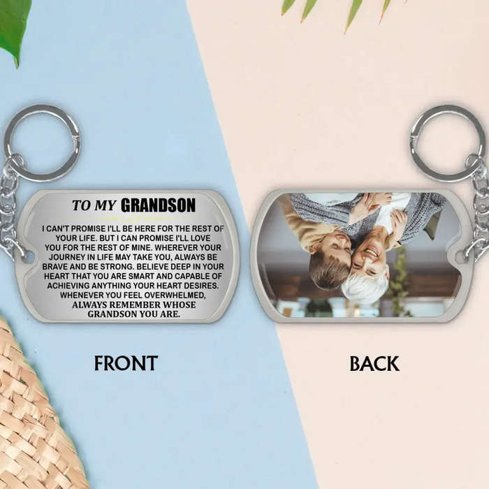 Personalized To My Grandkid Aluminum Keychain - Upload Photo - Gift Idea For Grandson/Granddaughter From Grandma