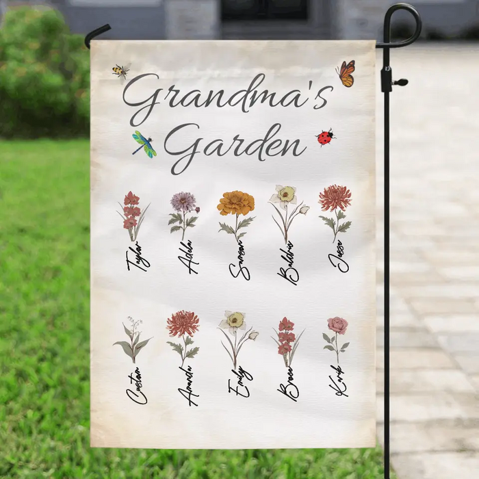 Personalized Grandma's Garden Flag Sign - Mother's Day Gift Idea For Grandma/Mother - Up to 10 Kids