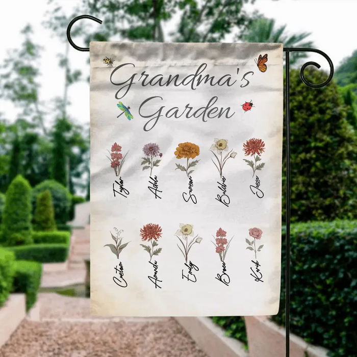 Personalized Grandma's Garden Flag Sign - Mother's Day Gift Idea For Grandma/Mother - Up to 10 Kids
