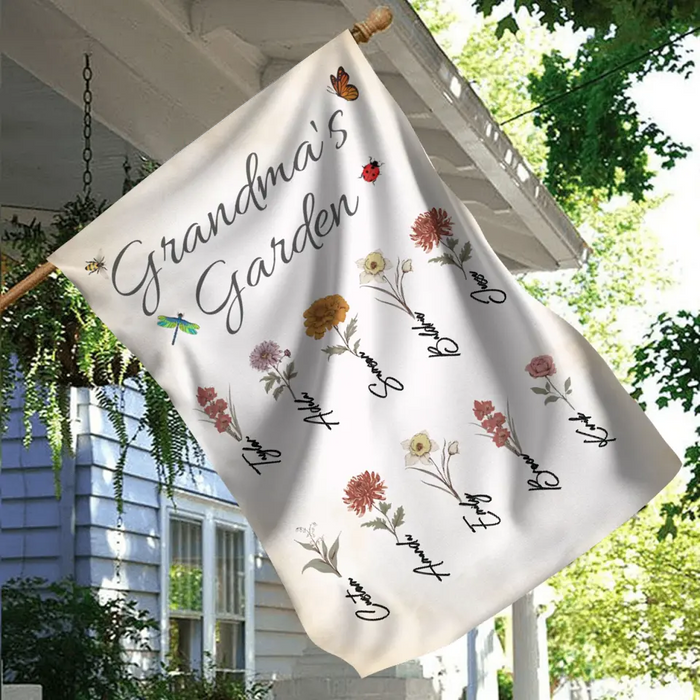 Personalized Grandma's Garden Flag Sign - Mother's Day Gift Idea For Grandma/Mother - Up to 10 Kids