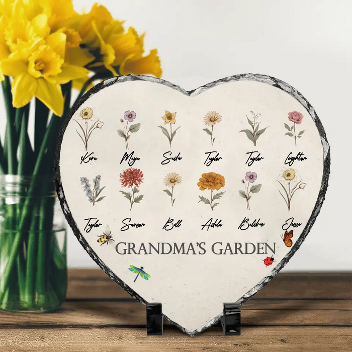 Personalized Grandma's Garden Heart Lithograph - Mother's Day Gift Idea For Grandma/Mother - Up to 12 Kids