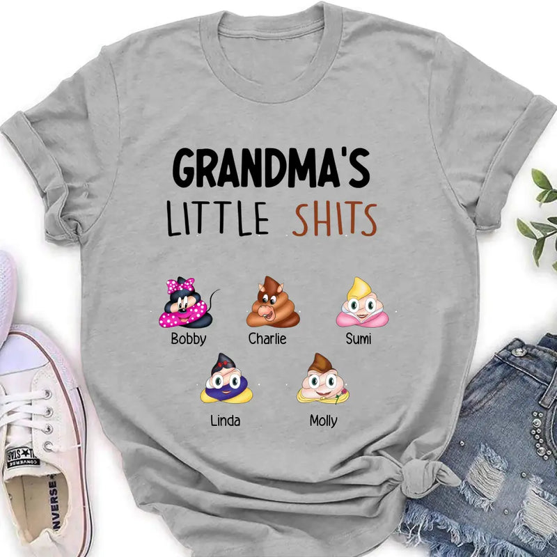 Personalized Funny Shirt/Hoodie - Gift Idea For Mom/Dad/Grandpa/Grandma - Up to 5 Kids - Grandma's Little Shits