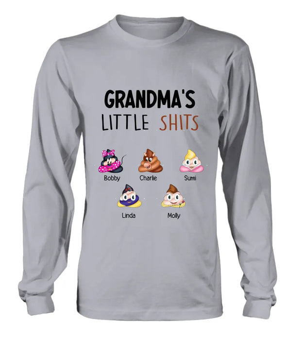 Personalized Funny Shirt/Hoodie - Gift Idea For Mom/Dad/Grandpa/Grandma - Up to 5 Kids - Grandma's Little Shits