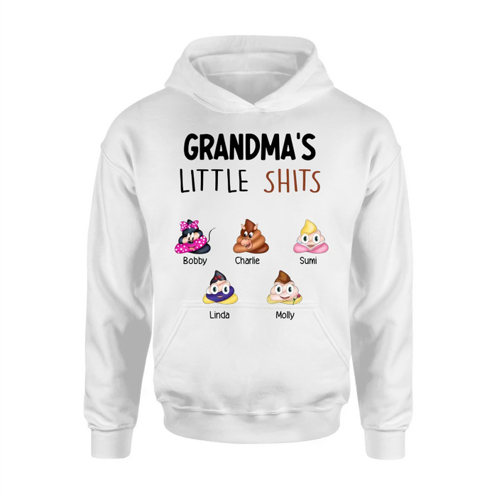 Personalized Funny Shirt/Hoodie - Gift Idea For Mom/Dad/Grandpa/Grandma - Up to 5 Kids - Grandma's Little Shits