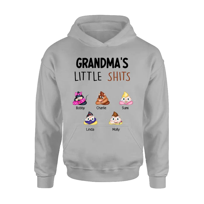 Personalized Funny Shirt/Hoodie - Gift Idea For Mom/Dad/Grandpa/Grandma - Up to 5 Kids - Grandma's Little Shits