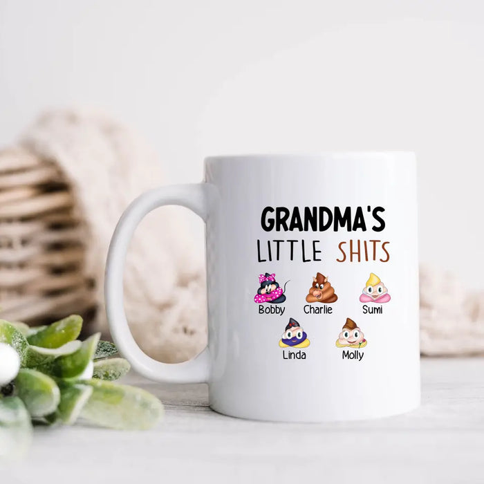 Personalized Funny Coffee Mug - Gift Idea For Mom/Dad/Grandpa/Grandma - Up to 5 Kids - Grandma's Little Shits