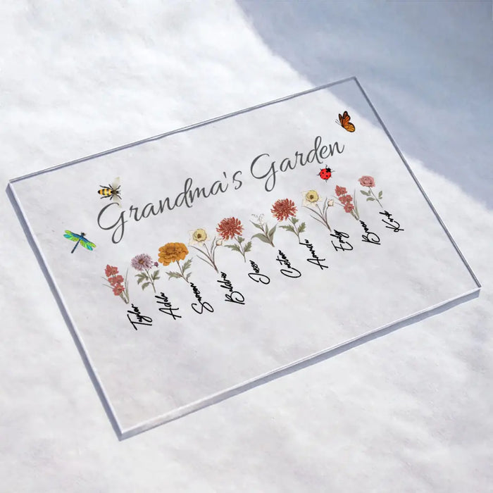 Personalized Grandma's Garden Acrylic Plaque - Mother's Day Gift Idea For Grandma/Mother - Up to 10 Kids