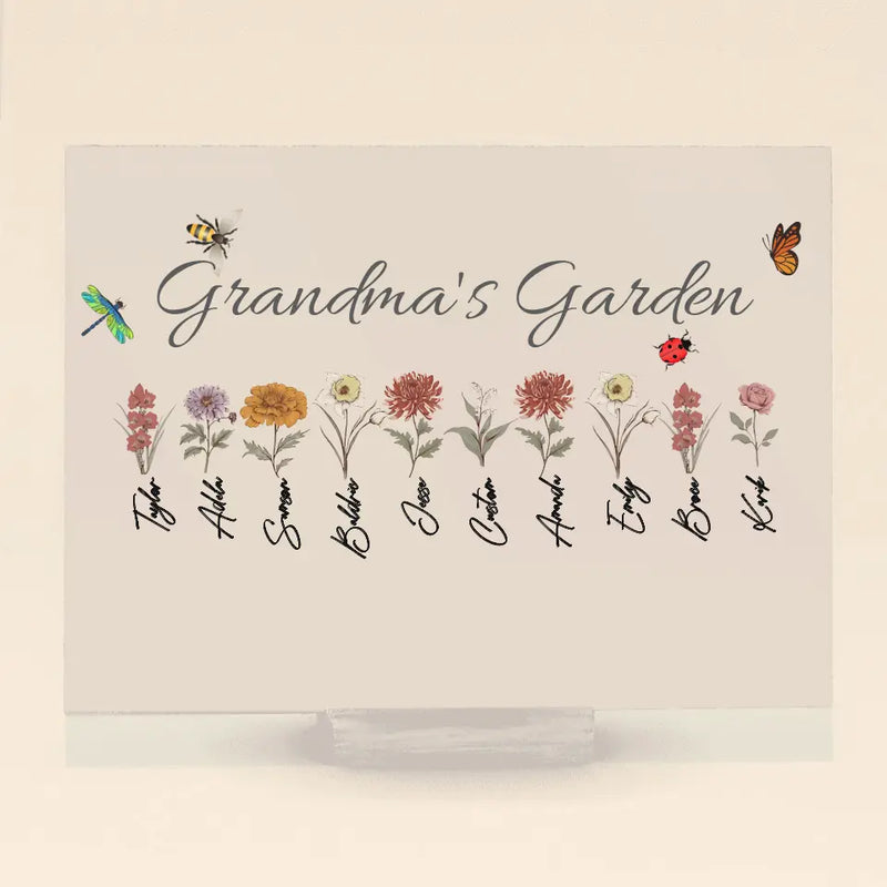 Personalized Grandma's Garden Acrylic Plaque - Mother's Day Gift Idea For Grandma/Mother - Up to 10 Kids