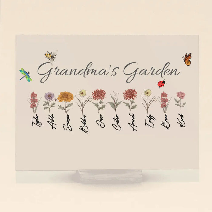 Personalized Grandma's Garden Acrylic Plaque - Mother's Day Gift Idea For Grandma/Mother - Up to 10 Kids