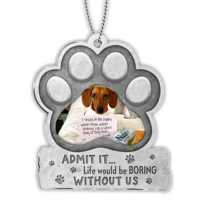 Personalized Pet Acrylic Ornament - Upload Photo - Gift Idea For Pet Lover/Pet Owner - Admit It ... Life Would Be Boring Without Us